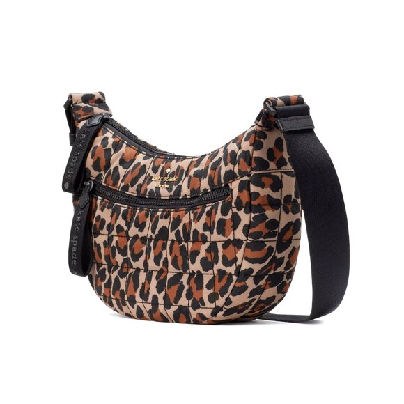 New Kate Spade Camden Quilted Spotted Leopard Sling Bag Brown Multi - Picture 3 of 5